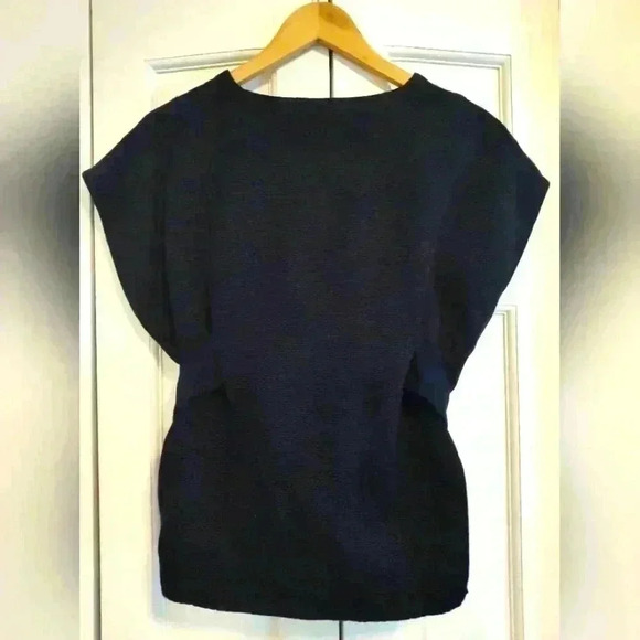 Marie Oliver Navy Structured 100% Cotton Top | ties in back or front | Small - Picture 2 of 7